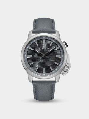 Police Men's Kavalan Stainless Steel & Black Leather Watch