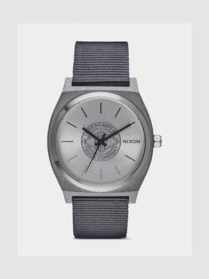 Nixon Men's Independent Time Teller All Silver Fabric Strap Watch