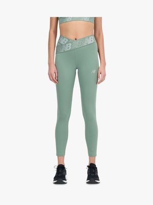 Womens New Balance Relentless Crossover Green Tights