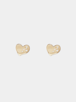 18ct Gold Plated  Heart with CZ detail Stud Earrings