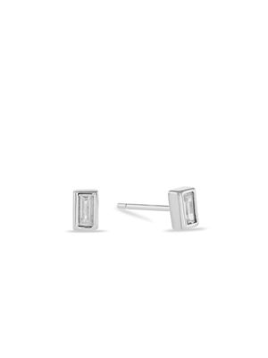 Sterling Silver Cubic Zirconia Baguette Women’s Stud Earrings