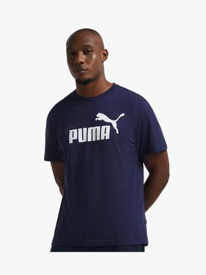 Mens Puma Essential Logo Navy/White Tee