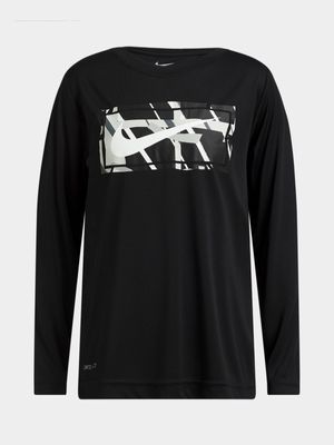 Nike Boys Kids Dri-Fit Black T-shirt