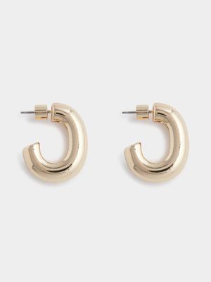 Gold Plated Chunky Curved Hoop Earrings