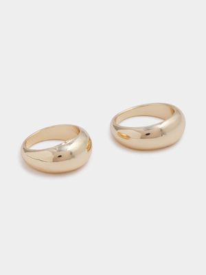 Gold Plated 2 Pack Curve Chunky Rings