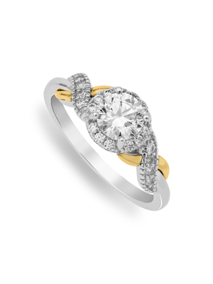 Yellow Gold & Sterling Silver, Cubic Zirconia Halo Infinity Ring