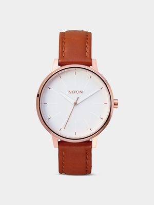 Nixon Women's Kensington Leather Rose Gold Plated & White Stainless Steel Watch