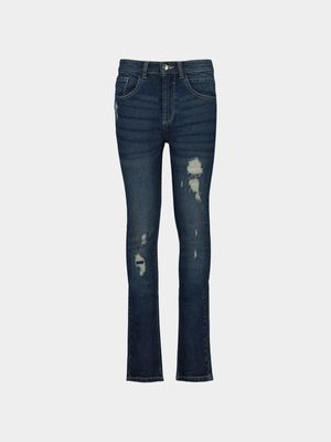 Younger Boy's Dark Wash Rip & Repair Jeans