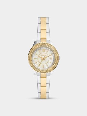 Fossil Women's Stella Silver & Gold Plated Stainless Steel Bracelet Watch