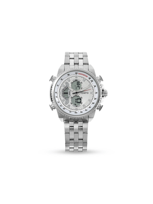 Tempo Sporty Multi Function Silver Tone Watch