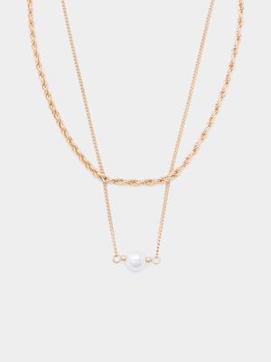 Dainty Pearl T-Thread Necklace