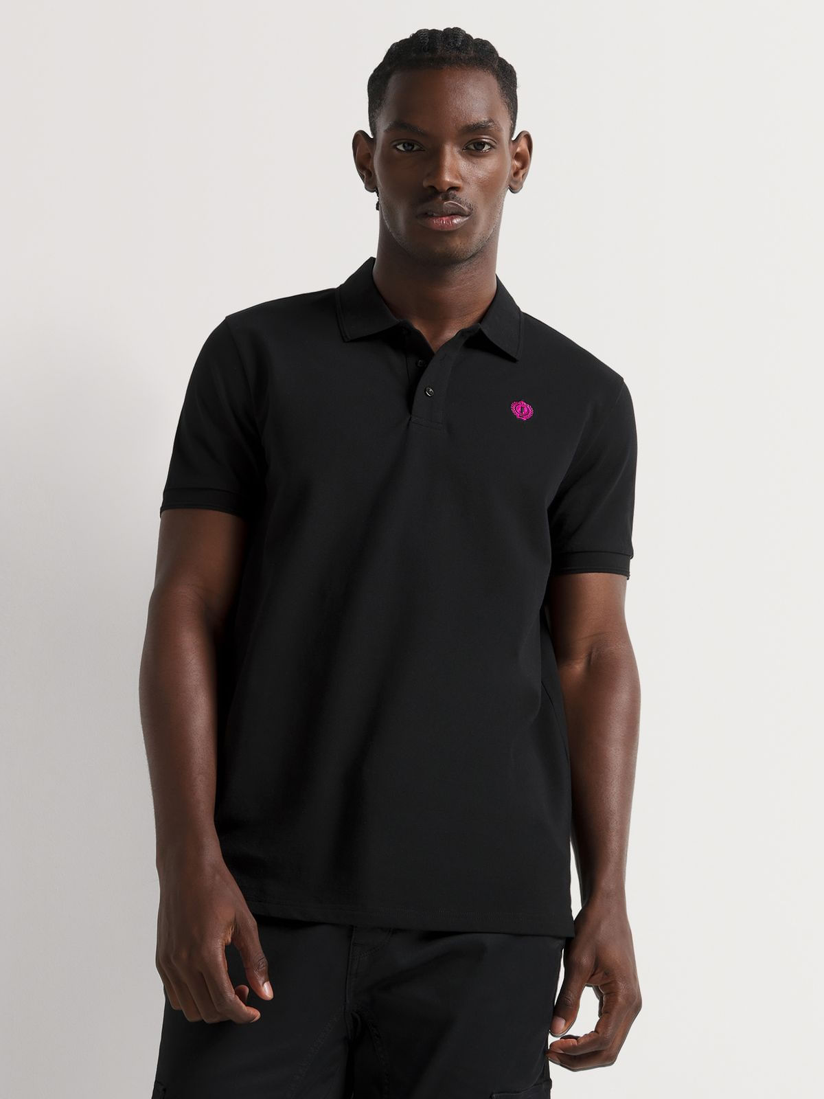 Fabiani Men's Contrast Crest Black Polo - Bash.com