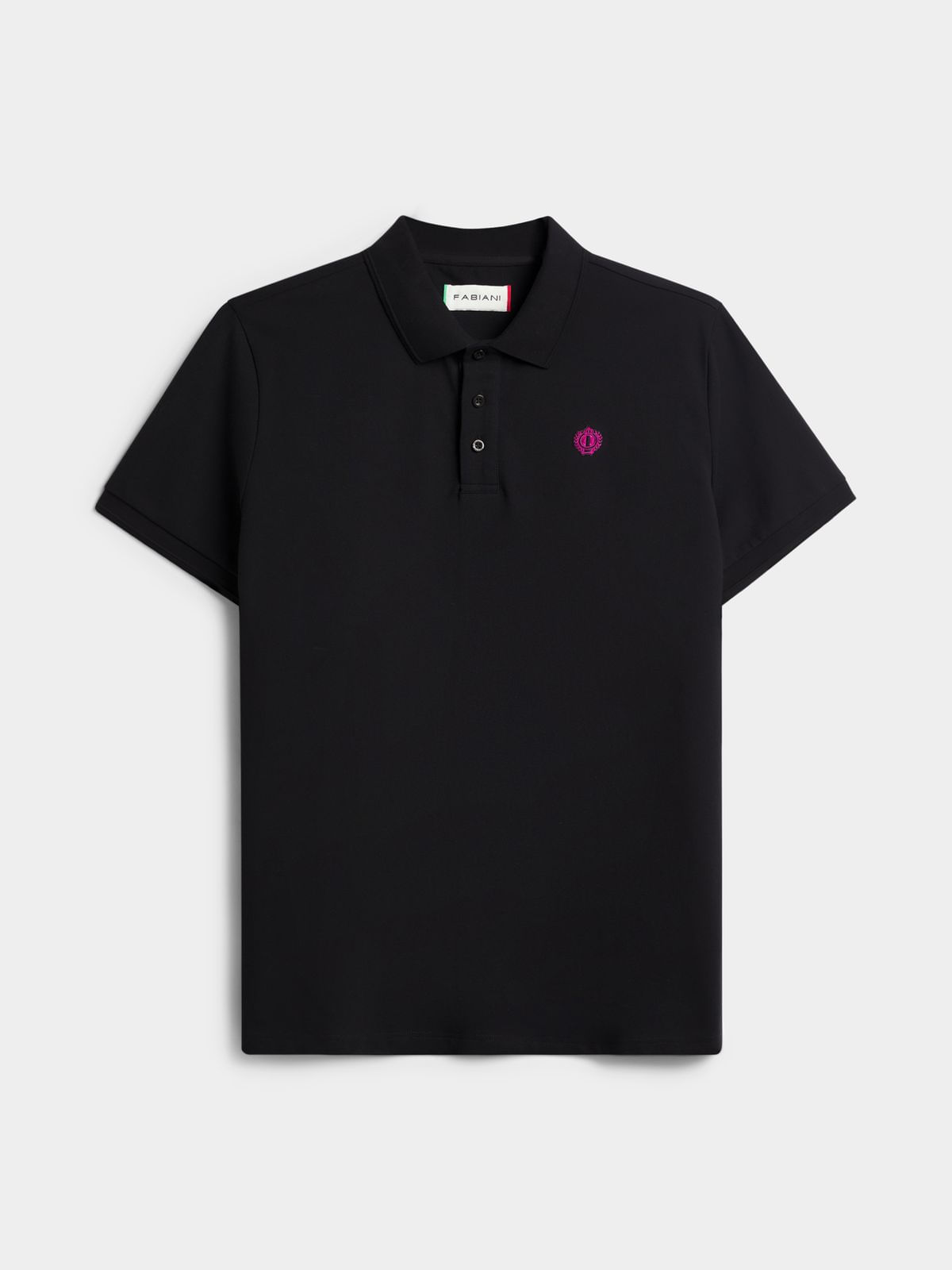 Fabiani Men's Contrast Crest Black Polo - Bash.com