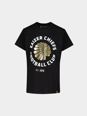 Boy's Kaizer Chiefs Black Collegiate Logo 01 T-shirt