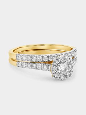 Yellow Gold 0.8ct Lab Grown Diamond Round Halo Twinset Ring