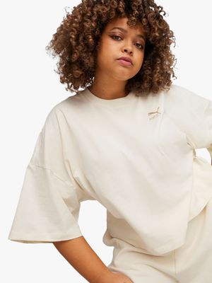Puma Women's Better Classics Oversized Off-White T-shirt