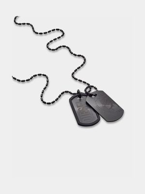 Diesel Black Plated Stainless Steel Double Dogtag Chain