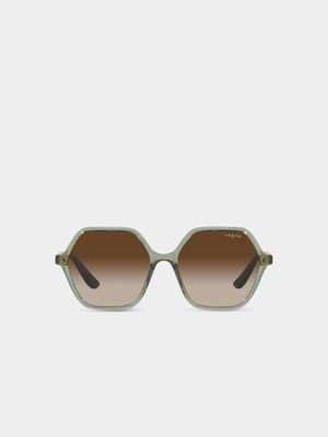 Women's Vogue Eyewear Green Hexagonal Sunglasses
