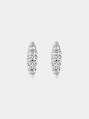 Sterling Silver Cubic Zirconia Tapered Bar Stud Earrings