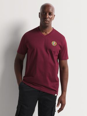 Fabiani Men's Basic Burgundy V-Neck T-Shirt