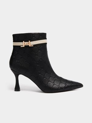 Luella Embossed Pointy Ankle Boots