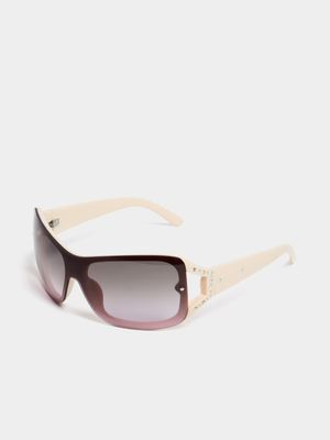 Women's Brown 90's Shield Sunglasses