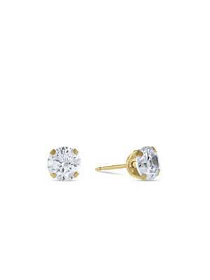 Gold-Toned Stainless Steel & Cubic Zirconia Round Stud Earrings