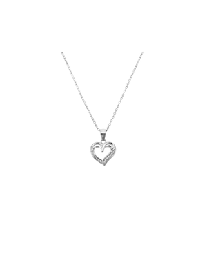 Sterling Silver Cubic Zirconia Kid's Swirl Heart Pendant Necklace