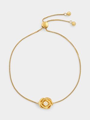 Gold Plated Sterling Silver Cubic Zirconia Rose Friendship Bracelet