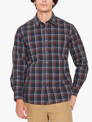 Men's Jeep Brown & Navy Yarn Dyed Check Shirt
