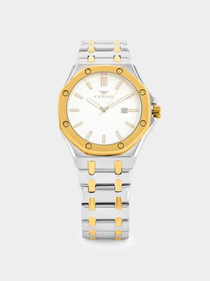 Ferro Gold Plated White Dial Bracelet Watch