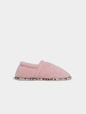 Younger Girl's Pink & Animal Print Slippers