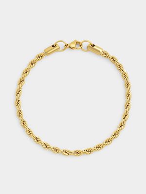 Stainless Steel Gold Plated Rope Bracelet