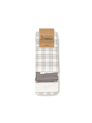 kitchen towel grey terry & waffle 3pack