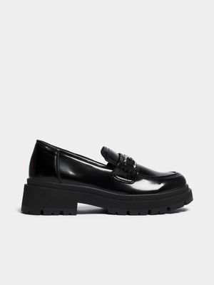 Women's Black Chunky Loafers