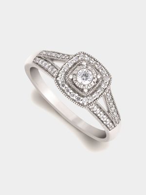 9ct White Gold & 0.25ct Diamond Vintage-Style Ring
