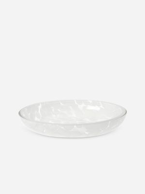 Soap Dish White Speckle Glass