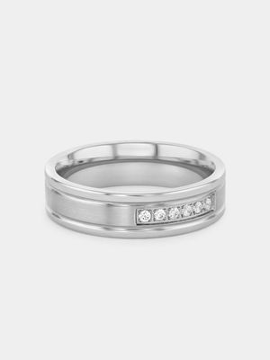 Stainless Steel Cubic Zirconia Channel Ring