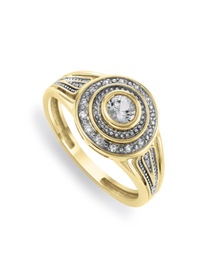 5ct Yellow Gold Diamond & Created White Sapphire Daisy Ring