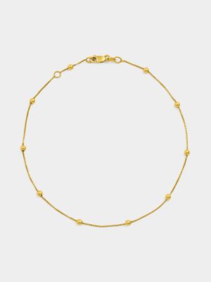 Yellow Gold & Sterling Wide Ball Station Anklet chain