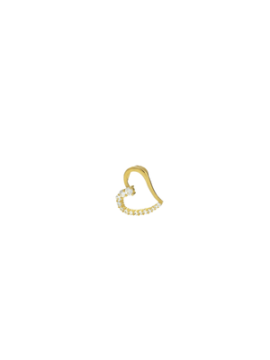 Yellow Gold Cubic Zirconia Heart Slider on a Sterling Silver and Gold Chain bonded chain.