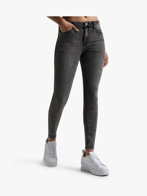 Redbat Women's Grey Acid Wash Super Skinny Jeans