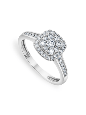 White Gold 0.50ct Diamond Cushion Halo Channel Ring