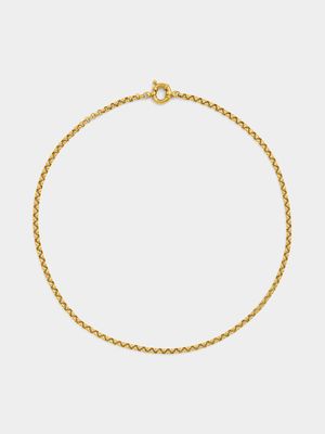 Yellow Gold,  Rolo Chain with a clasp.