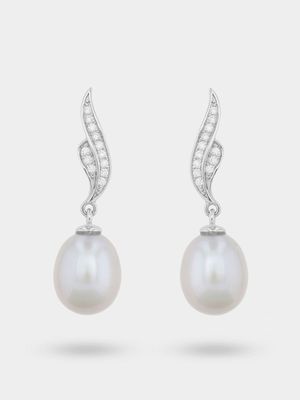 Sterling Silver Grey Freshwater Pearl Women's Drop Earrings