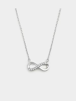 Sterling Silver Cubic Zirconia Kid's Infinity Necklace