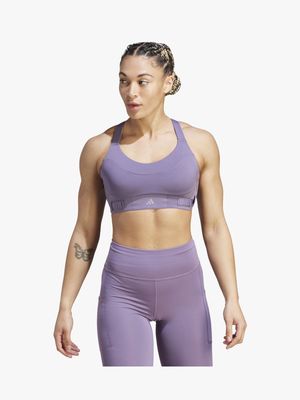 Womens adidas Fast High-Support Purple Bra