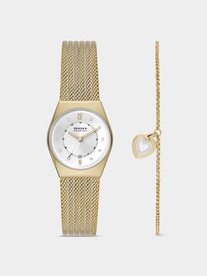 Skagen Women's Grenen Lillie Box Set Gold & Silver Plated Stainless Steel Mesh Watch Gift Set
