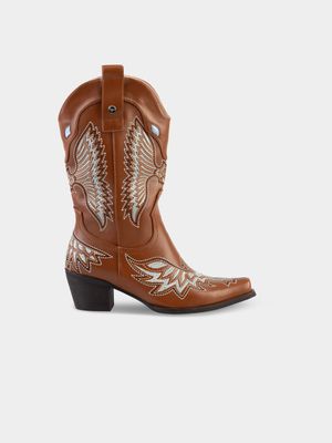 Women's Sissy Boy Brown Mid Shaft Western Boots