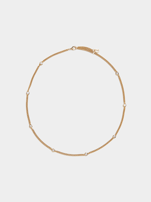 18ct Gold Plated CZ station Choker Necklace